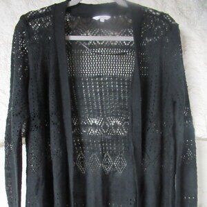 Black Open Knit Sweater Cardigan